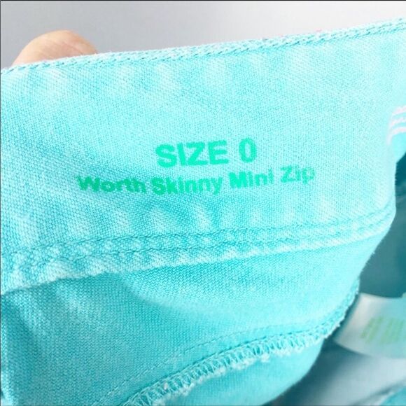 LILLY PULITZER | Polka Dot Worth Skinny Zip Jeans Turquoise White Women’s Size 0 - Picture 9 of 11
